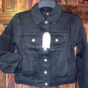 Universal Standard Kelsey DENIM JEAN JACKET 3XS 2-4 Black Classic Tailored NEW